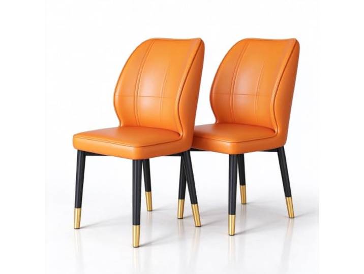 Urban Modern Esszimmerstuhl, Frühstücksstuhl aus Kunstleder Hergestellt for Frühstücksecken und Esstische: PU-Polsterung, durchbiegefester Schaumstoff mit hoher Dichte(Orange,2ps)