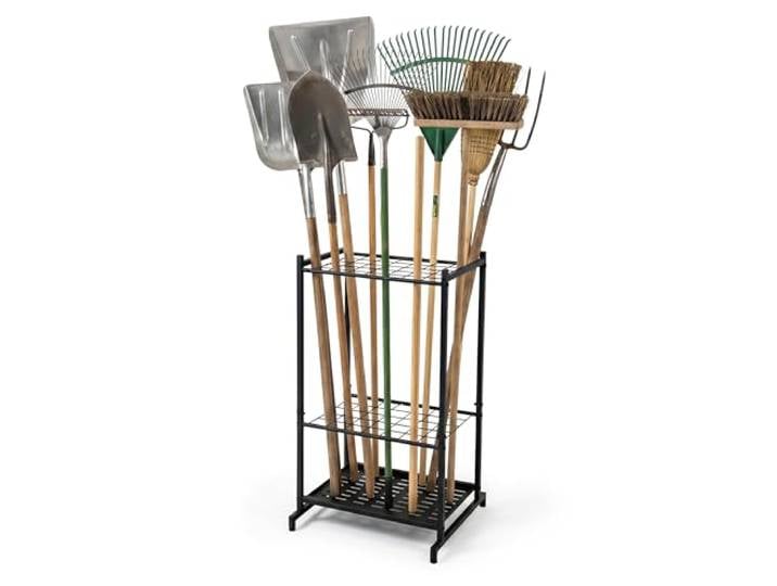 Relaxdays support pour outils de jardin\, 35 outils\, noir garage & abri de jardin\, robuste\, compact\, acier