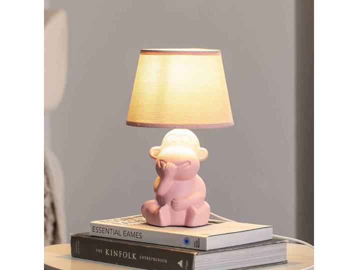 Tischlampe Monkey ONLI, violett / pink / rose, für Wohn- / Esszimmer, Keramik, Junges Wohnen, Tischlampe