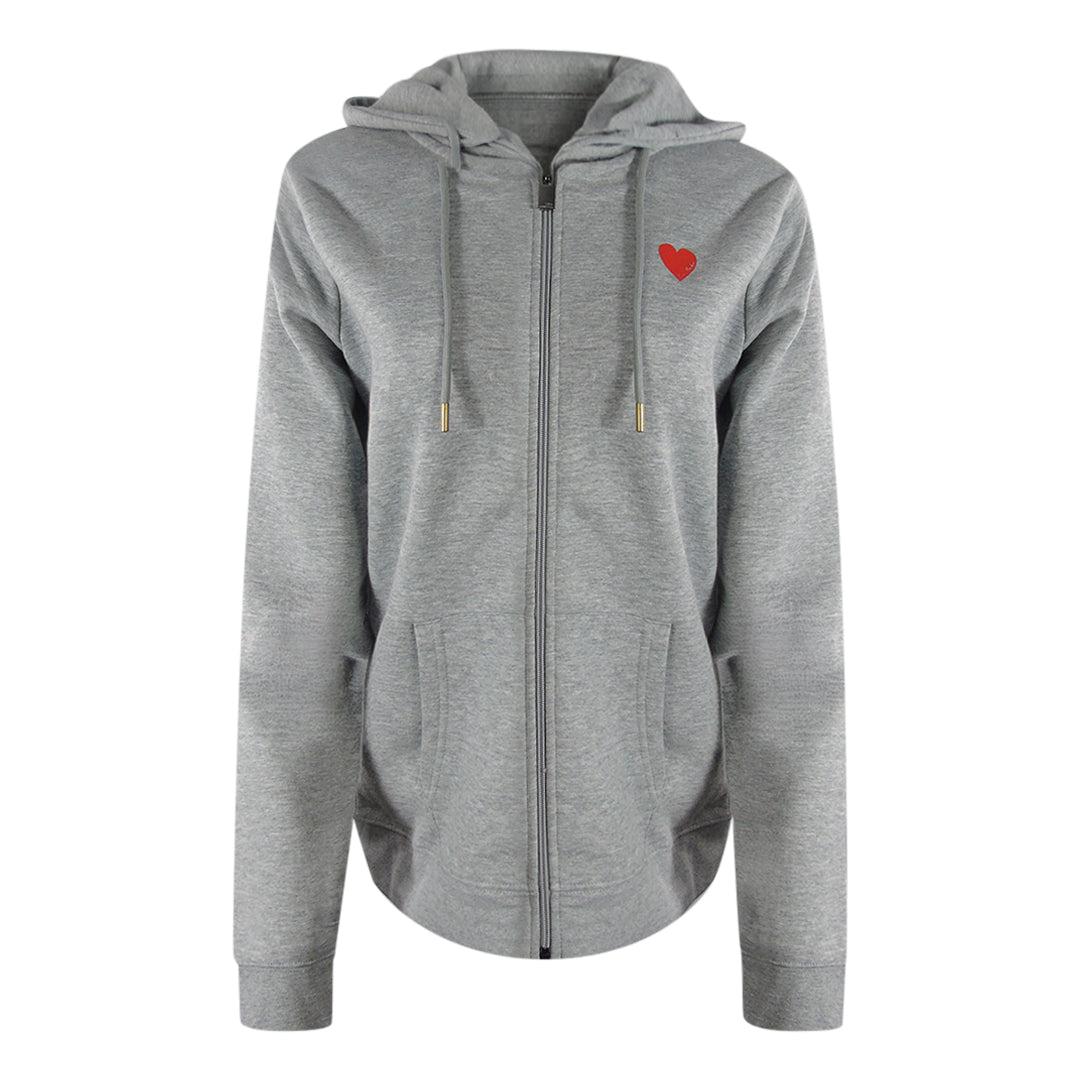 Love Moschino Small Red Heart Logo Grey Zip Hoodie