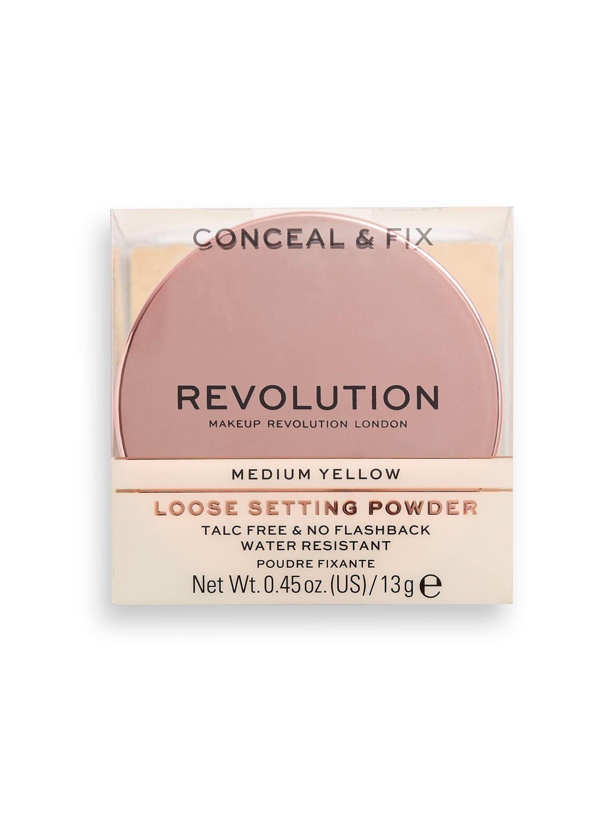 Makeup Revolution Conceal & Fix Vegan Loose Setting Powder, Medium Yellow, 13 g