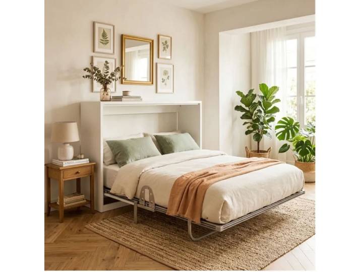 Lit pliant avec matelas blanc 120x164x230cm