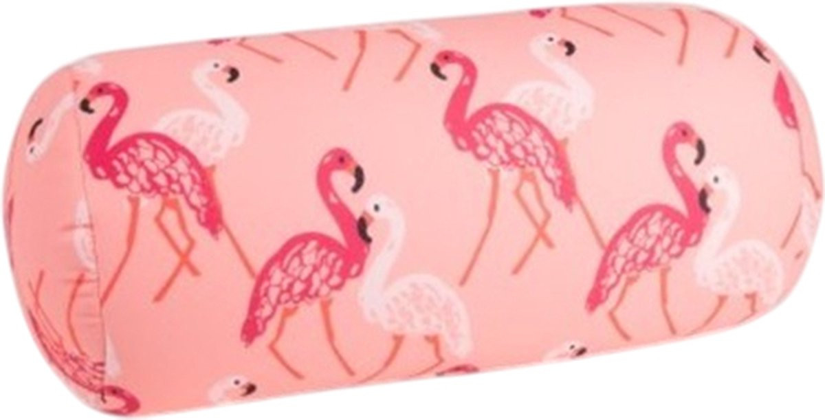 Kuschelmaxx Rolkussen Flamingo-design - Rond Sierkussen - Diameter: 17 cm, Hoogte: 33 cm - Gevuld met microgranulaat