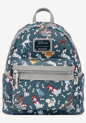 Women's Loungefly x Disney Dogs Mini Backpack Handbag All-Over Print 101 Dalmatians by Loungefly in Grey