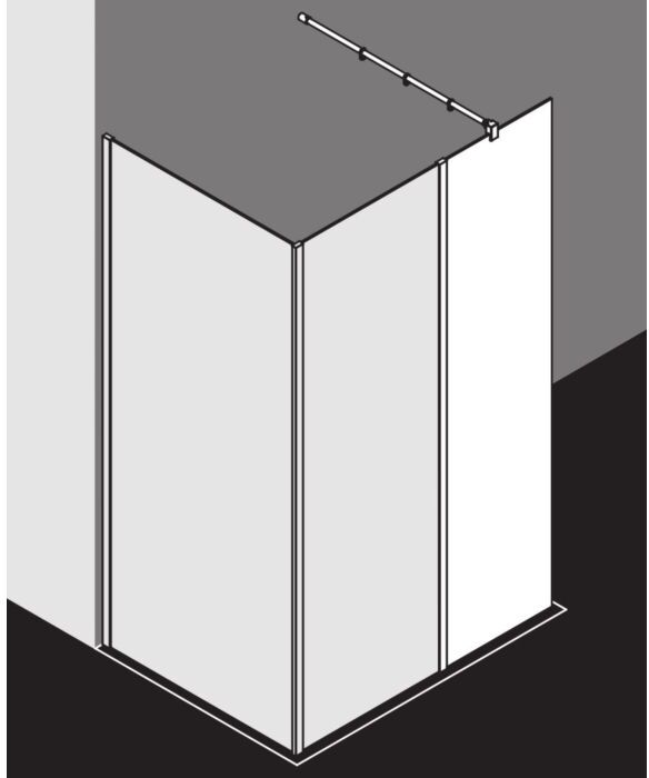 Kermi Xb Glasanlage XBWIH05020VJK 50x200cm, silber hochglanz, ESG Spiegelglas, ESG klar
