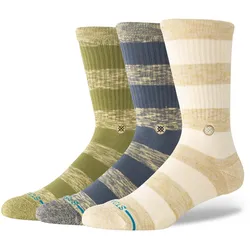STANCE Unisex Socken, 3er Pack - Portland 3 Pack, Logo, Casual Socken, Crew Socken, Blockstreifen Blau/Grün / 38-42