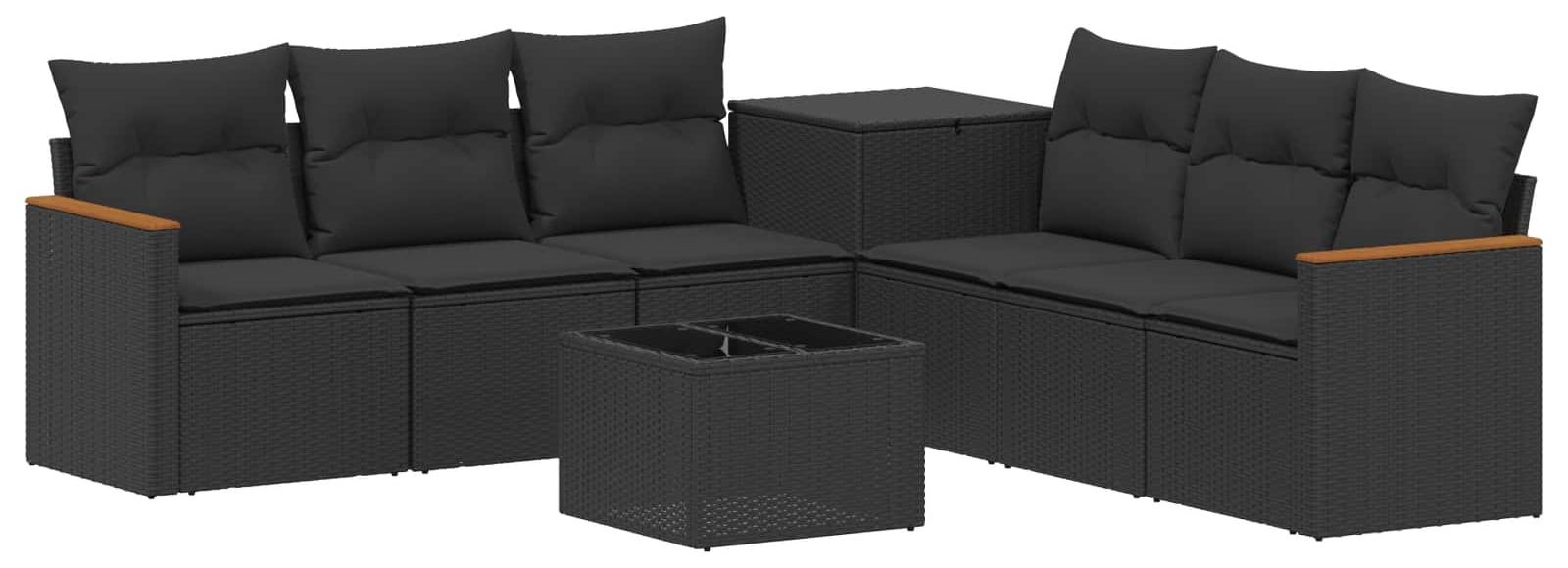 Sofa Set 8 stk. Schwarz Polyrattan und Stahl
