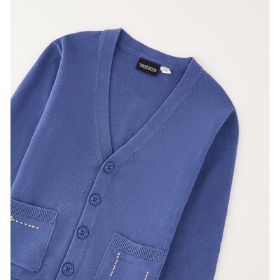 Cardigan SARABANDA "BABY BOY KNITWEAR", Jungen, Gr. 110, blau, 100% Baumwolle, Strickjacken