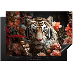 HERDABDECKPLATTE Tiger - Tier - Natur - Floral - Botanisch Glaskeramikkochfeldabdeckung 78x52 cm
