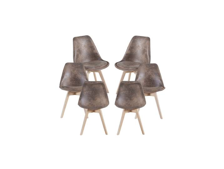 6er Set Synk Vintage Stühle - Brun Clair