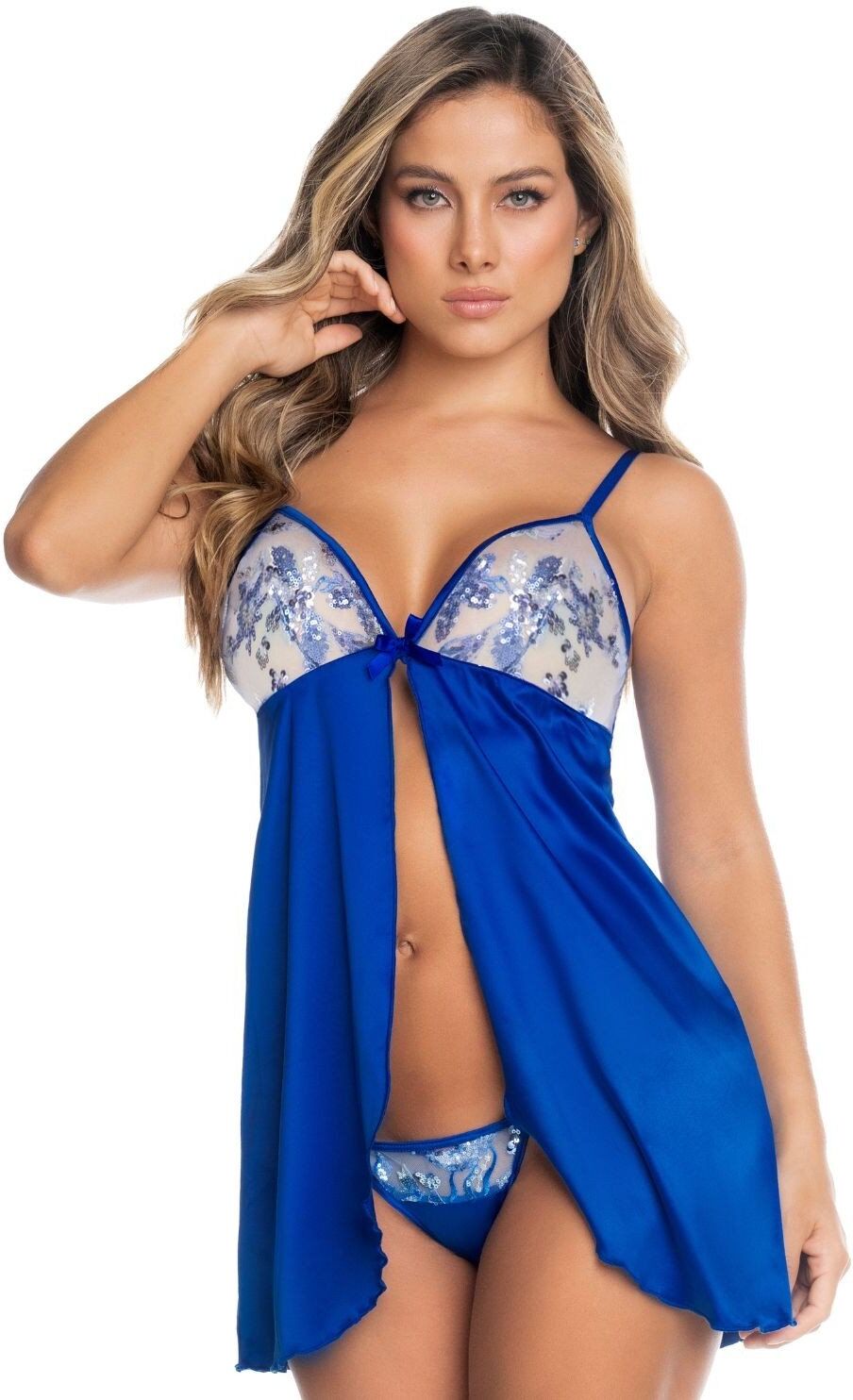 Mapalé Babydoll et string bleu
