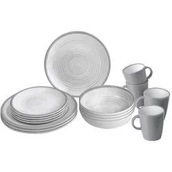 Brunner Bellagio Geschirr-Set 16-tlg. grau / weiß für 4 Personen