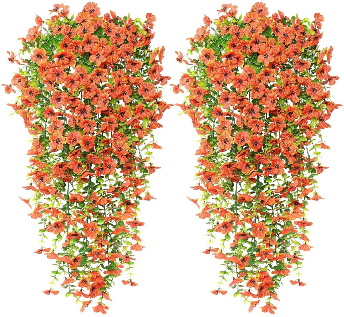 Set van 4 UV-bestendige kunstmatige hangbloemen voor buiten decoratie, oranje