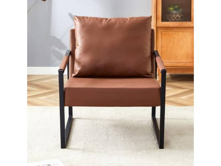 LOBO OFFICE Moderner Freizeitsessel aus Kunstleder, Einzelsofa Robuster U-förmiger schwarzer Metallrahmen, rostbeständig, formstabil und hohe Tragfähigkeit