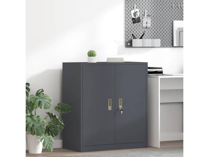 TUERYAFEK Aufbewahrungsschrank Anthrazit 80 x 40 x 90 cm Stahl Abschließbare Türen, Pulverbeschichtet, Industriedesign, Für Akten Und Dokumente