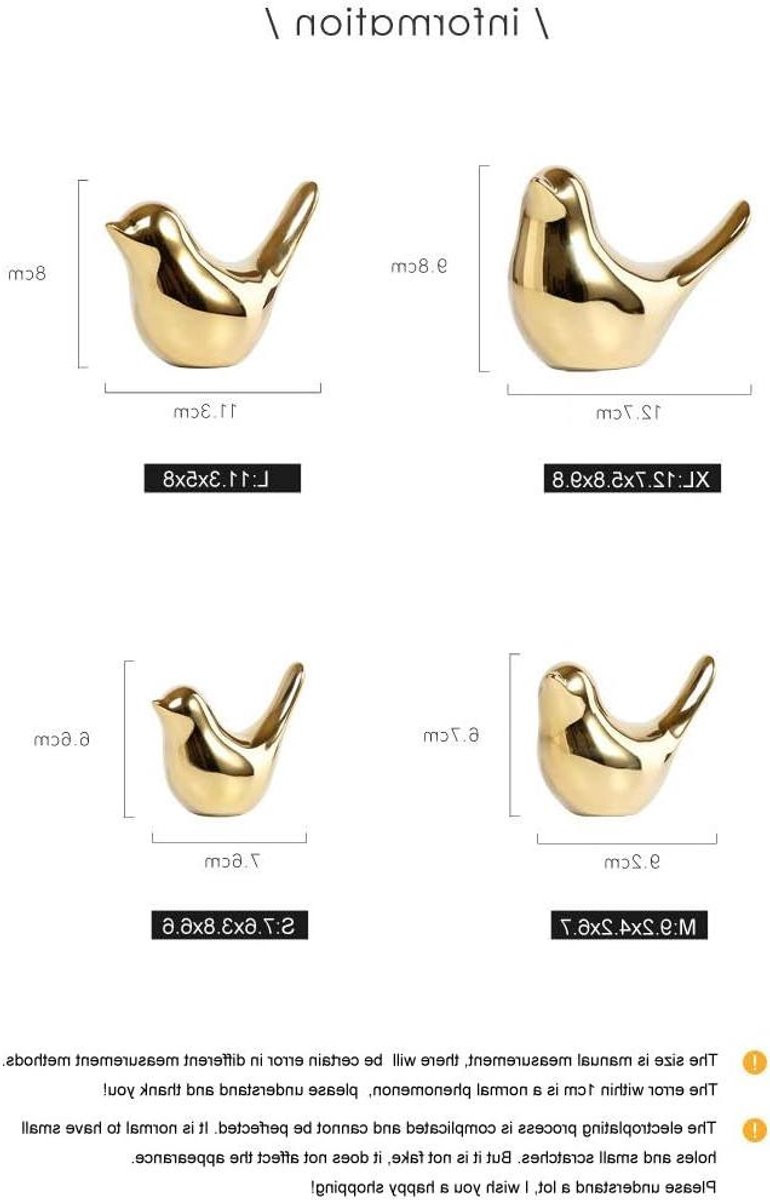 Keramische Vogel Dierenbeeldje Figuur Goud S 7.6 cm