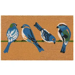 Relaxdays Kokos Fußmatte Tiere 60x40 cm Weiß,Blau,Hellbraun