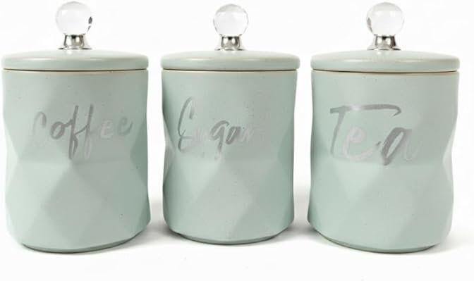 Canora Grey Ceramic / Porcelain Jar - Set of 3 Cyan 600ml