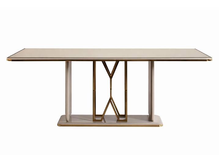 JVmoebel Esstisch Luxuriöser Esstisch mit goldener Geometrie und edler Glasplatte, Made in Europa