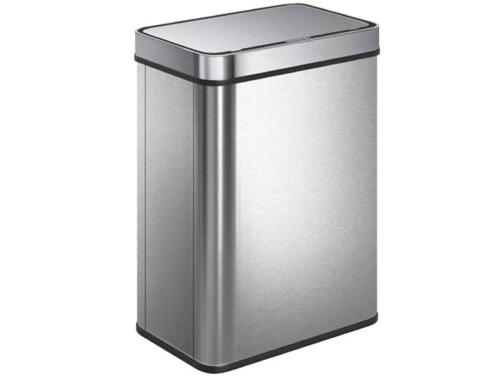 HOMCOM Poubelle à Capteur 50 L\, Couvercle à Fermeture Douce Argenté Poubelle de Cuisine Automatique sans Contact\, en Acier Inoxydable Anti-Traces\, pour Cuisine\, Maison\, Bureau