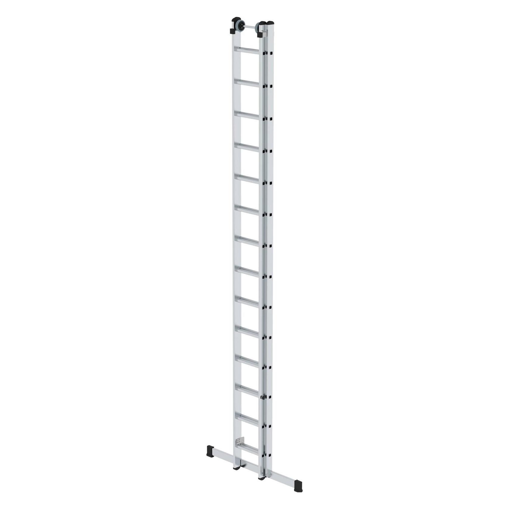 Munk Sprossen-Schiebeleiter 2-teilig mit Standard-Traverse 2x14 Sprossen (Gerüst, 722 cm) (020814)