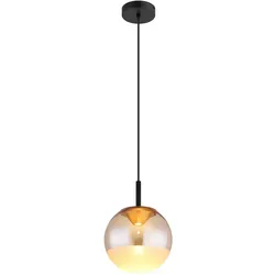 Hängelampe Pendelleuchte Wohnzimmerlampe schwarz Aluminium Glaskugel LED H 130cm