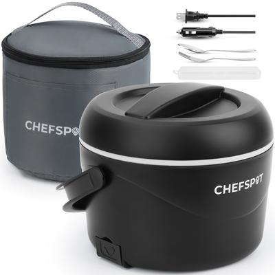 CHEFSPOT 37-Ounce Portable Electric Lunch Box, 12V/110V, with Steel Cup