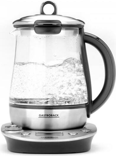 Gastroback Design Tea & More Advanced waterkoker met LCD-display, zilverkleurig, 1,5 liter