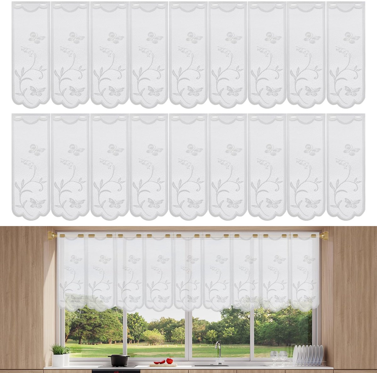 Wit modern bistrogordijn voor keuken en woonkamer, transparant