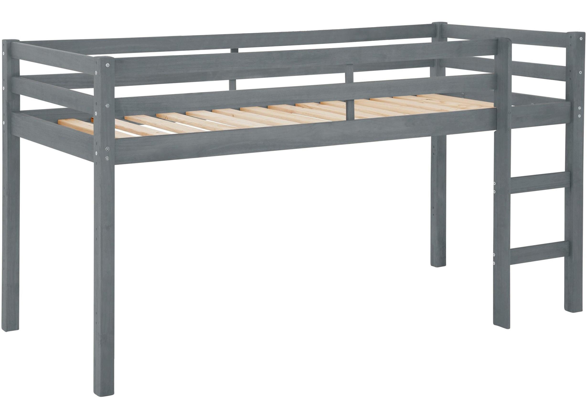 Hochbett >Athen< in Grau, Kiefer - 208x111x103cm (BxHxT)