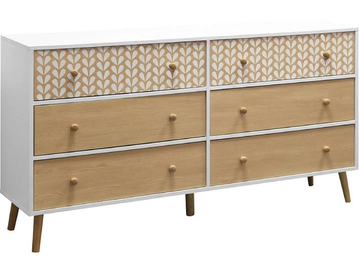 Kommode MIMOSA 6 Schubladen 39.5x150x80cm eiche matt
