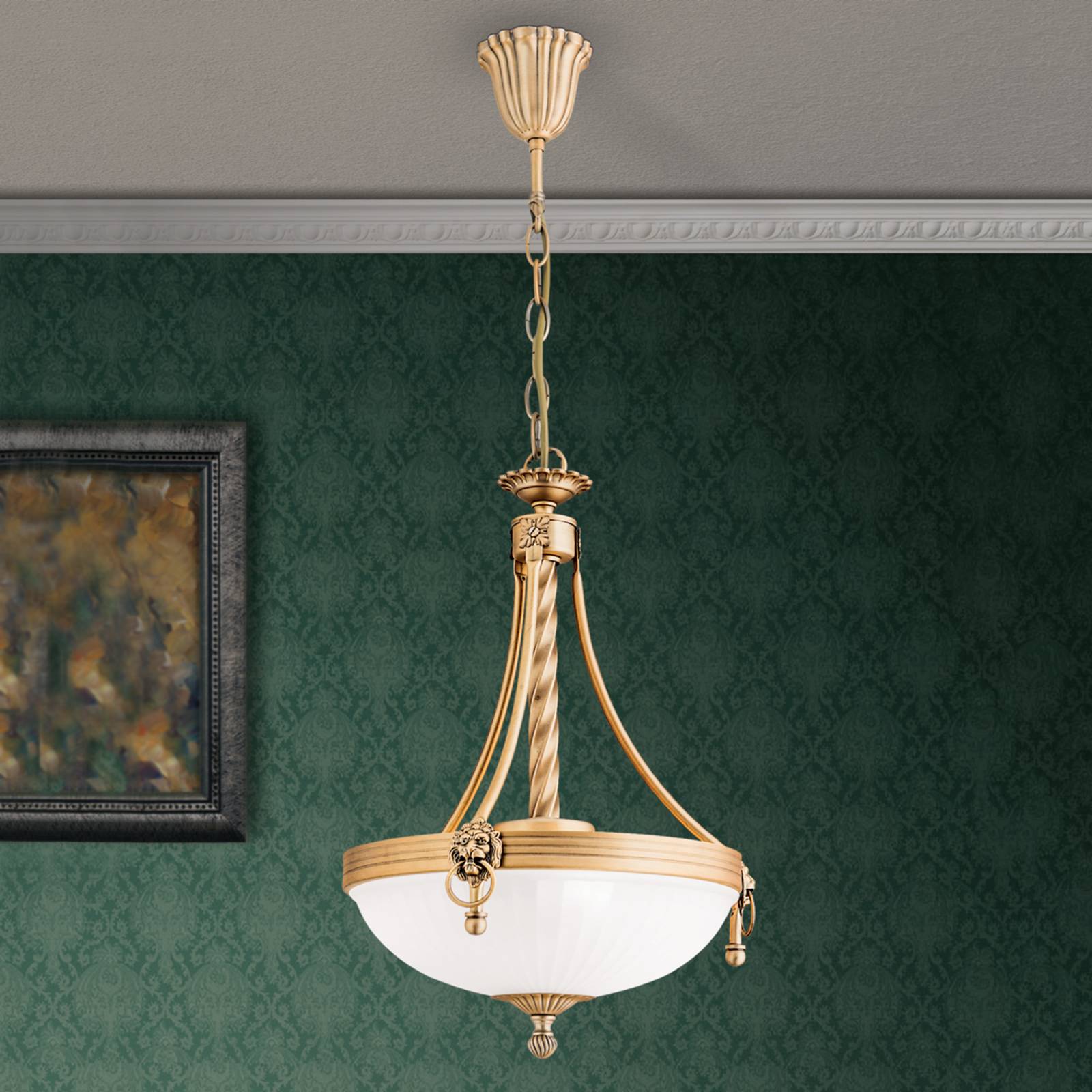Orion Glass Pendant Light Rocca, dimmable, Bronze / antique brass, Living / Dining Room, metal, Antique, Ceiling Light