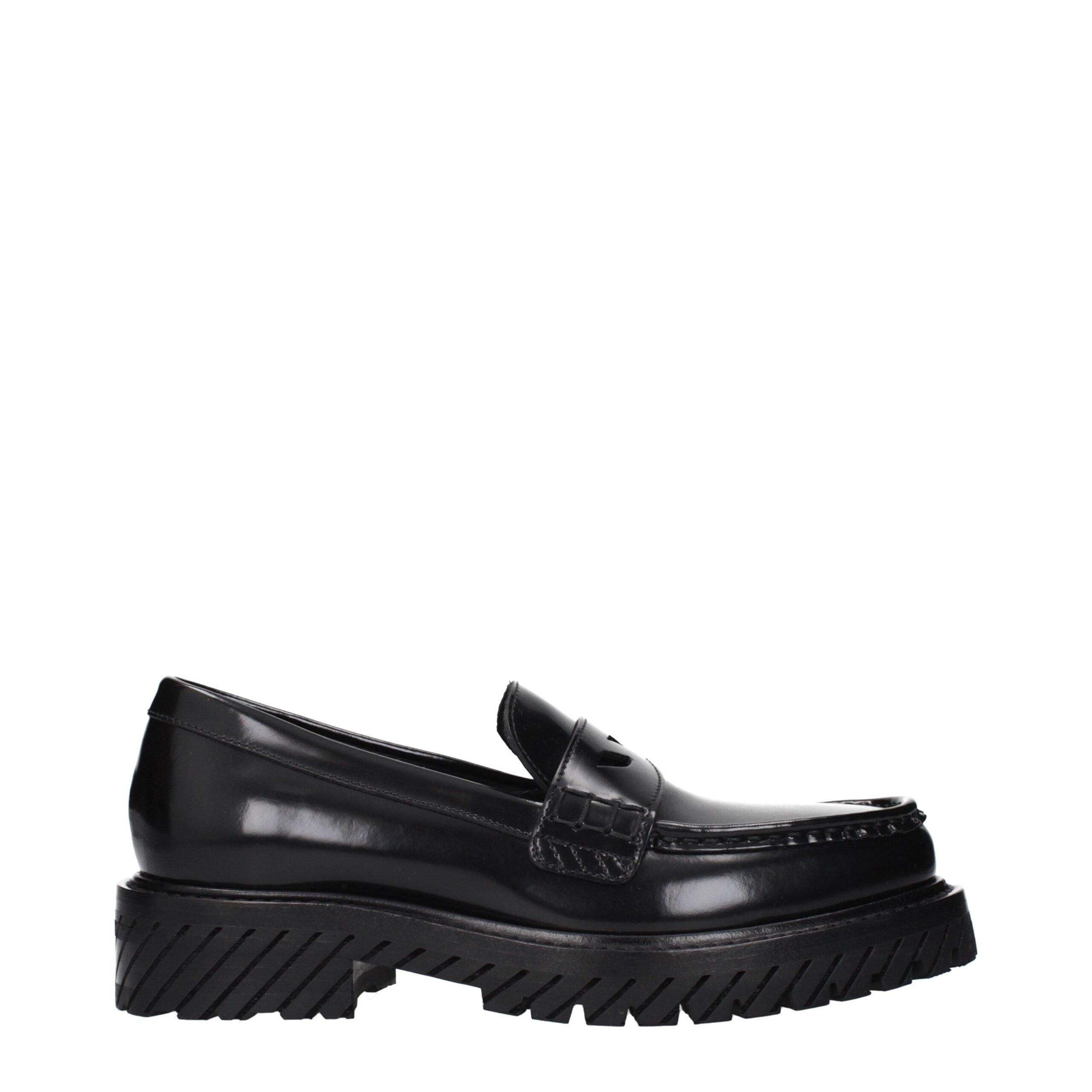 Off-White Zwarte Leren Instapschoenen
