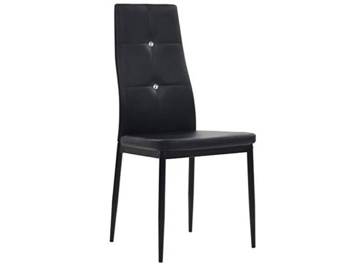 KKgypkn Esszimmerstühle 6 STK Schwarz Kunstleder Holzrahmen Stahlbeine, Kristallverzierung, ergonomische Rückenlehne, max 110 kg pro Sitz