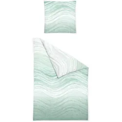 Bettwäsche Seersucker grün ( 155x220cm, mit 1 Kissen) - 135x200cm, mit 1 Kissen
