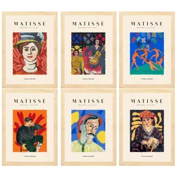 POSTER Set Mit 6 Illustrationen Von Henri Matisse Porträts A3 Rahmen Aus Hellem Holz