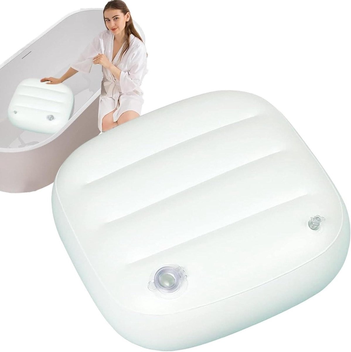 Grijs opblaasbaar zitkussen voor comfort in de hot tub - 24 x 23 x 5 cm