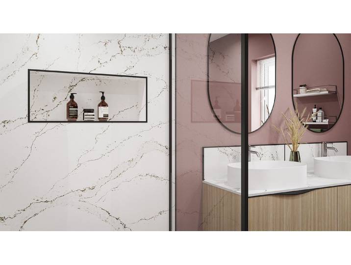Wetwall Spritzschutz Alloy Calacatta Volegno - Spritzschutz, Einfache Montage ohne Bohren