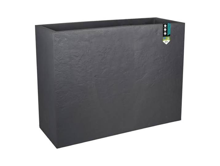 EDA - Muret Loft XL Volcania 63 L - Décor Imitation Pierre - Utilisable à l'Intérieur & l'Extérieur - Zone de Rétention d'eau pour Limiter l'Arrosage - 99 x 29 x 78 cm - Gris Anthracite
