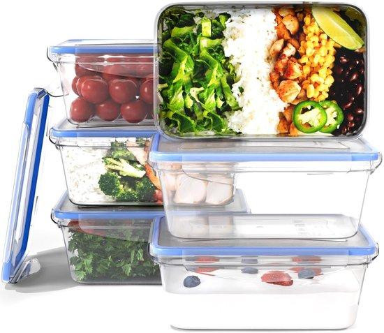 Benza Ibenzoa 6-delige set luchtdichte vershoudbakjes met 4-voudige kliksluiting, 6 x 1000 ml