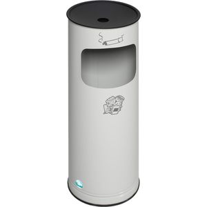 VAR Aschenbecher H61K, 3555, lichtgrau, für Outdoor, 2in1, Aschenbecher & Mülleimer aus Metall, 25 x 61cm, 17 Liter