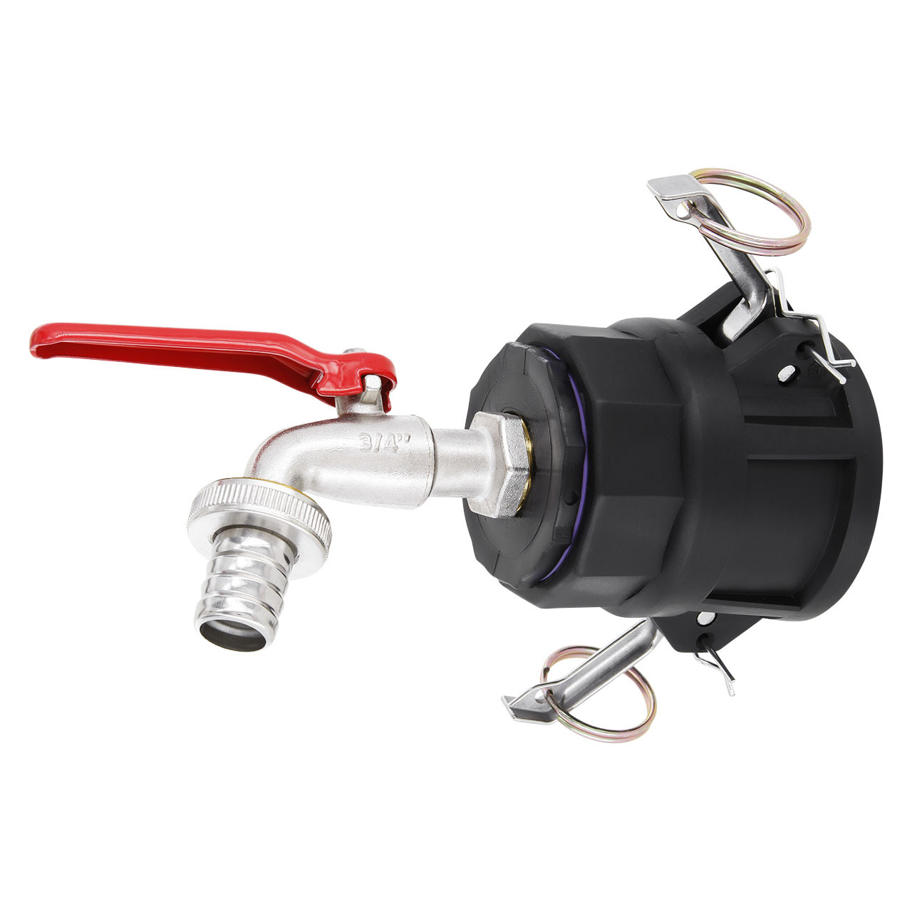 REKUBIK IBC Adapter 2" Camlock Dose - 3/4" Kugelhahn Auslaufventil