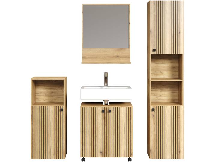 Badezimmer-Set Garfield eiche Holzwerkstoff B 160 T 40 H 190 cm - Badezimmer-Set
