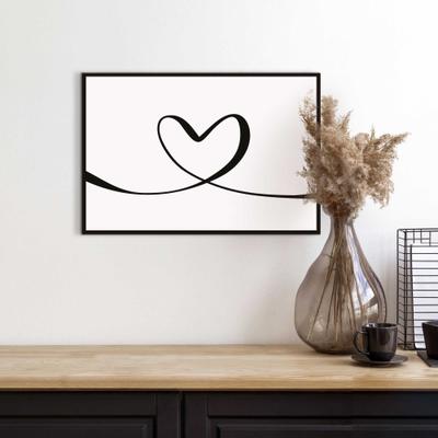 Bild mit Rahmen REINDERS "Heart Lines", schwarz (farbe bild(er): schwarz), B:30cm H:20cm T:1,6cm, Holzwerkstoff, Bilder
