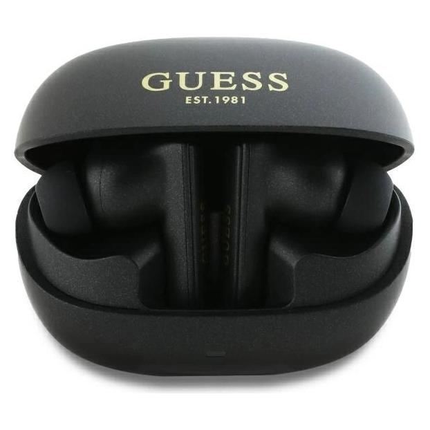 Guess słuchawki Bluetooth GUTWST88MCTGK TWS + stacja dokująca czarny/black Capsule Printed Logo (ANC, 6 h, Kabellos) (GUTWST88MCTGK)