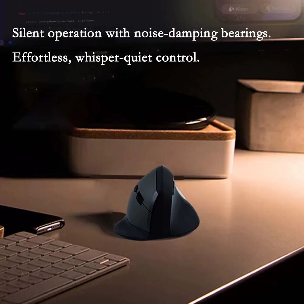INF Ergonomische vertikale kabellose Maus - 2.4G + Bluetooth Dual-Modus, wiederaufladbar Type-C Grau
