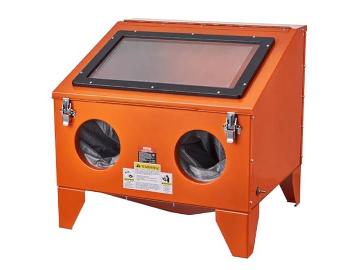 VEVOR Armoire de sablage\, 40 gal armoire de sablage portable 40 à 120 psi\, sableuse en acier robuste avec pistolet de sablage et 4 buses en céramique pour enlever la peinture\, les taches et la rouille