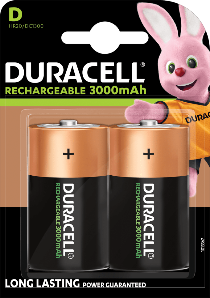 Duracell Rechargeable D HR20 3000mAh Rechargeable Batteries   2 Pack
