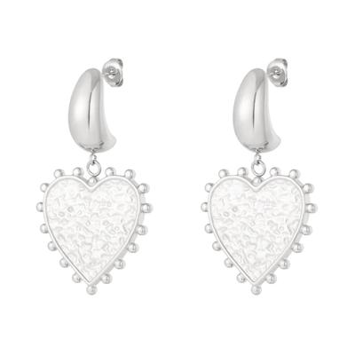 Paar Ohrhänger ADELIA´S "Ohrringe Ohrhänger mit strukturierten Herzanhängern", Damen, Gr. Damen, Edelstahl, silber (silberfarben), Ohrringe, Modischer Modeschmuck mit reliefartig wirkenden Herzanhängern