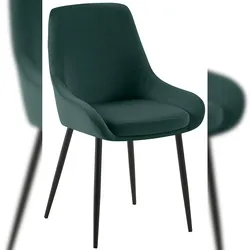 Proregal CHEFGASTRO Esszimmerstuhl GUADALAJARA Samt Schwarz HxBxT 86x50x53cm Samt Grün Küchenstuhl